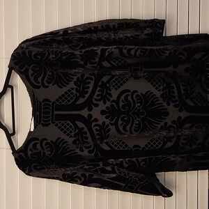 Black Velvet Paisley Talbots Blouse Size 2XL